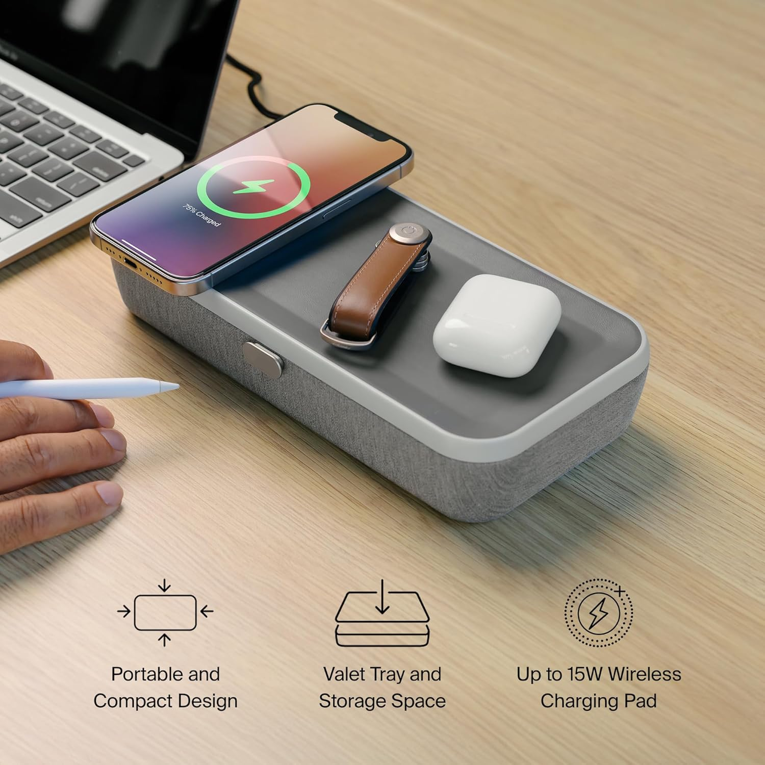 All-in-One Travel Desk Organizer Case with 15W Wireless Charging & Modular Storage
