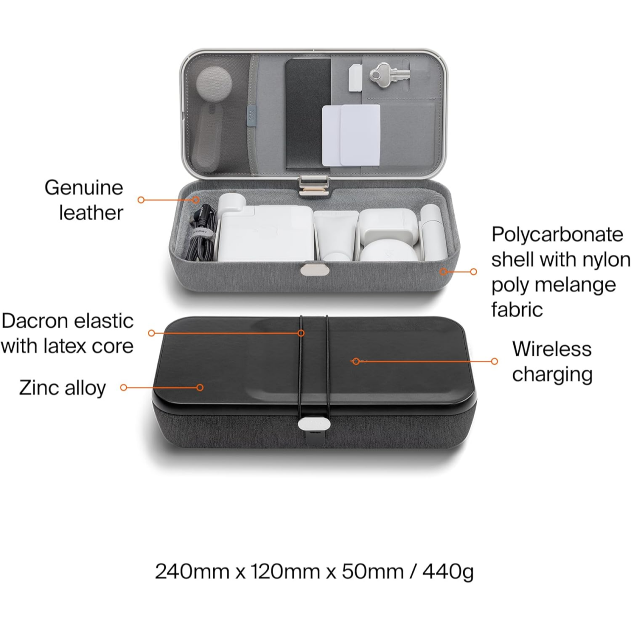 All-in-One Travel Desk Organizer Case with 15W Wireless Charging & Modular Storage