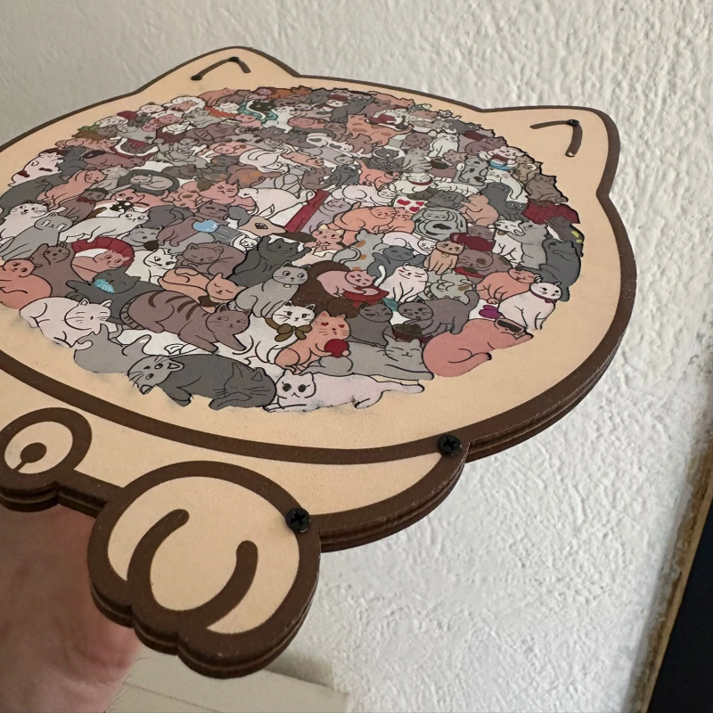 Cat-Shaped Wooden Jigsaw Puzzle – Premium Craft, Stress-Relief & Home Decor