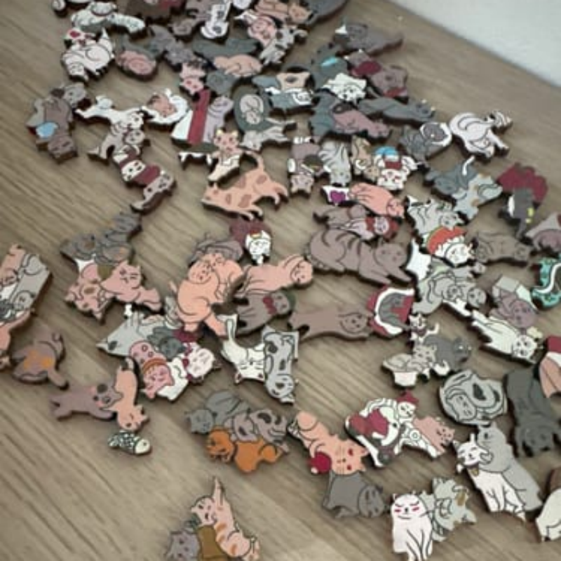 Cat-Shaped Wooden Jigsaw Puzzle – Premium Craft, Stress-Relief & Home Decor