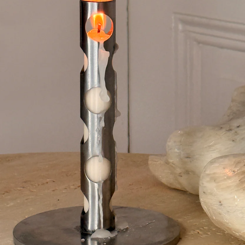 Molten Wax Candle Holder | Ever-Changing Flame & Steel Art Piece