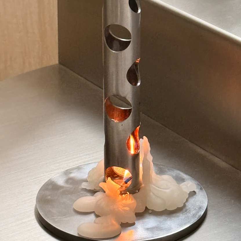 Molten Wax Candle Holder | Ever-Changing Flame & Steel Art Piece