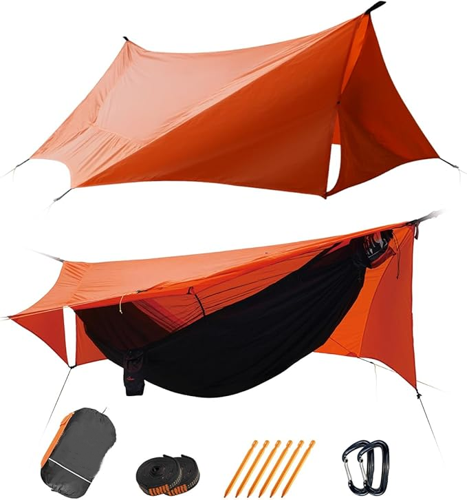 4-in-1 Ultralight Camping Hammock with Mosquito Net & Rainfly – All-Weather Shelter System