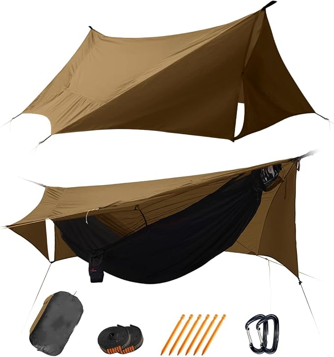 4-in-1 Ultralight Camping Hammock with Mosquito Net & Rainfly – All-Weather Shelter System