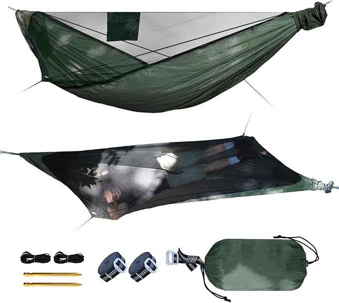 4-in-1 Ultralight Camping Hammock with Mosquito Net & Rainfly – All-Weather Shelter System
