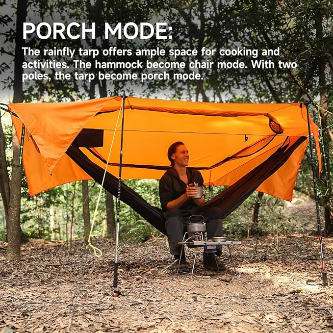 4-in-1 Ultralight Camping Hammock with Mosquito Net & Rainfly – All-Weather Shelter System