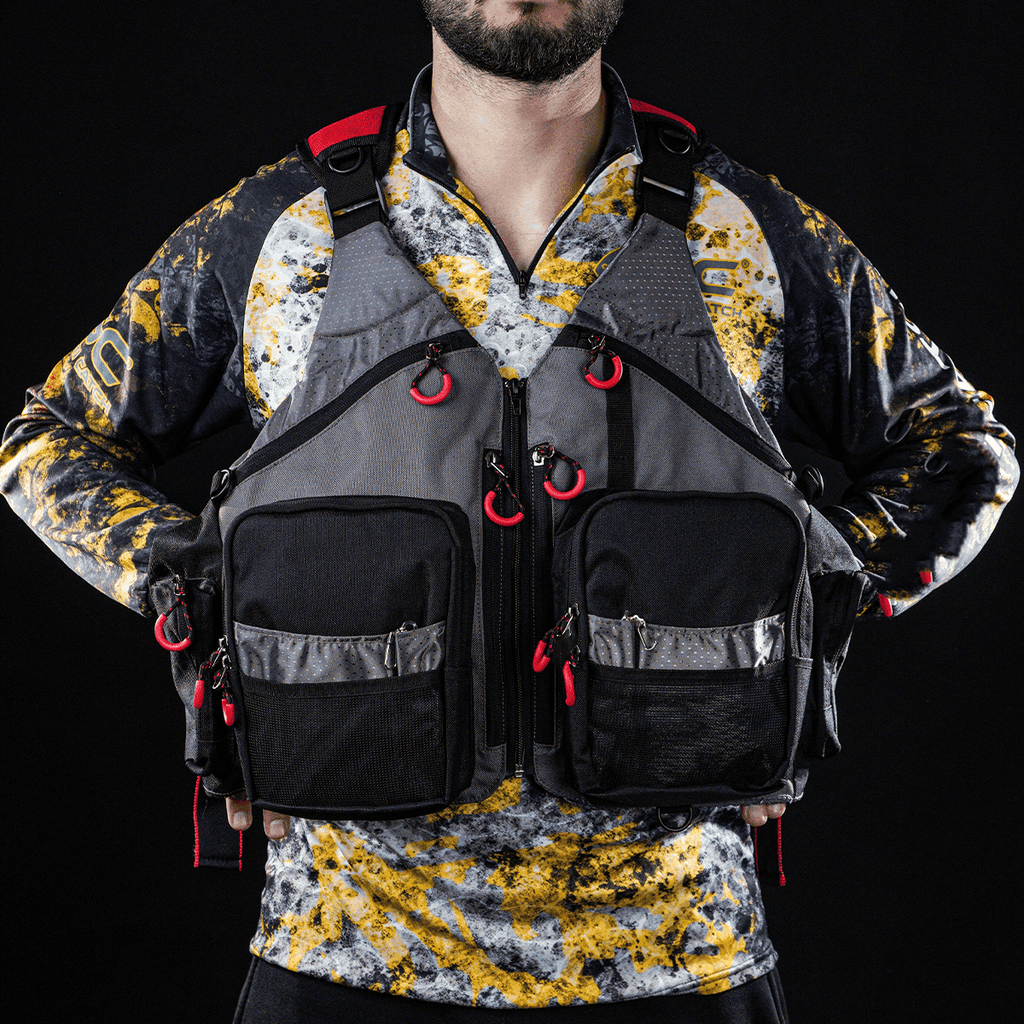 Professional Fishing Vest with 19 Storage Pockets & Quick-Access Rig System