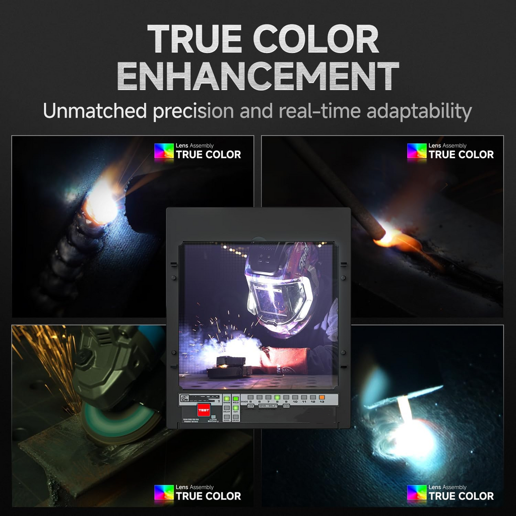 Advanced Auto-Darkening Welding Helmet with True Color Clarity & Motion LED Control