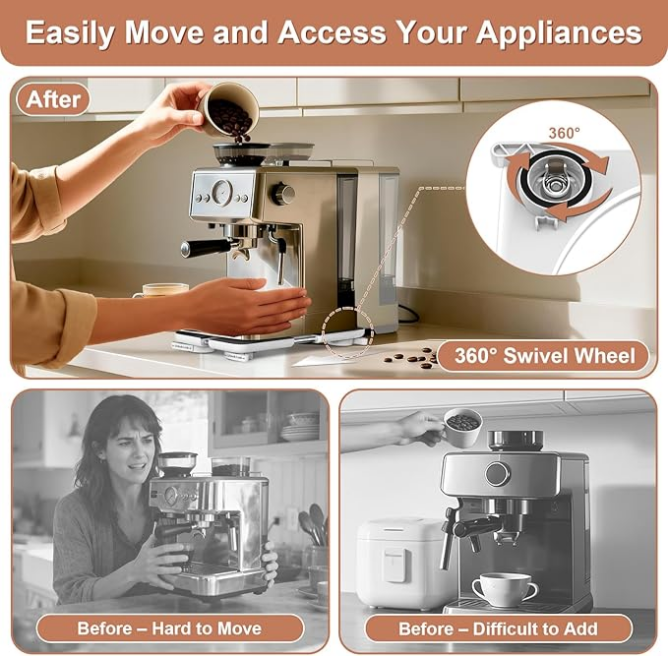 Space-Saving Appliance Slider Tray – Adjustable, Locking Wheels, Heavy Duty Support