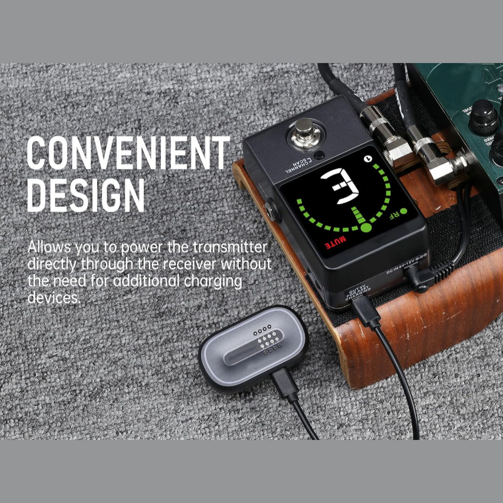 5.8GHz Wireless Guitar System with Built-in Chromatic Pedal Tuner & Ultra-Low Latency