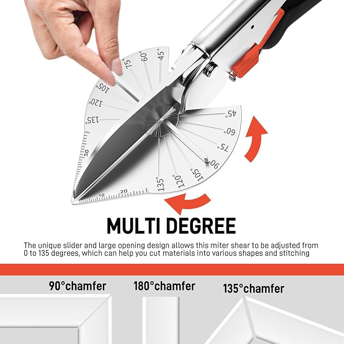 Adjustable Miter Shears 45°–135° – Clean, Precise & Safe Trim Cutting Tool