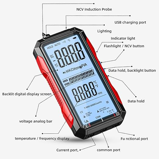 Professional Auto-Ranging Multimeter with Color Display & True RMS Precision