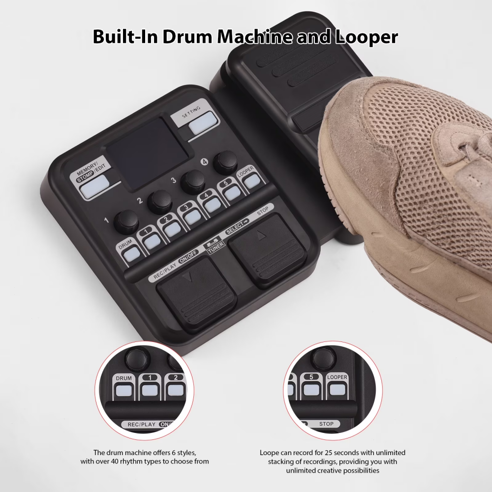 Multi Effects Guitar Pedal with 59 Sounds & Built-In Looper