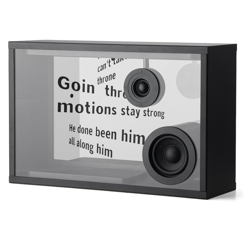 Futuristic Bluetooth Speaker with Floating Text Display & Premium Audio