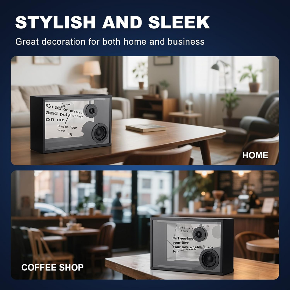 Futuristic Bluetooth Speaker with Floating Text Display & Premium Audio