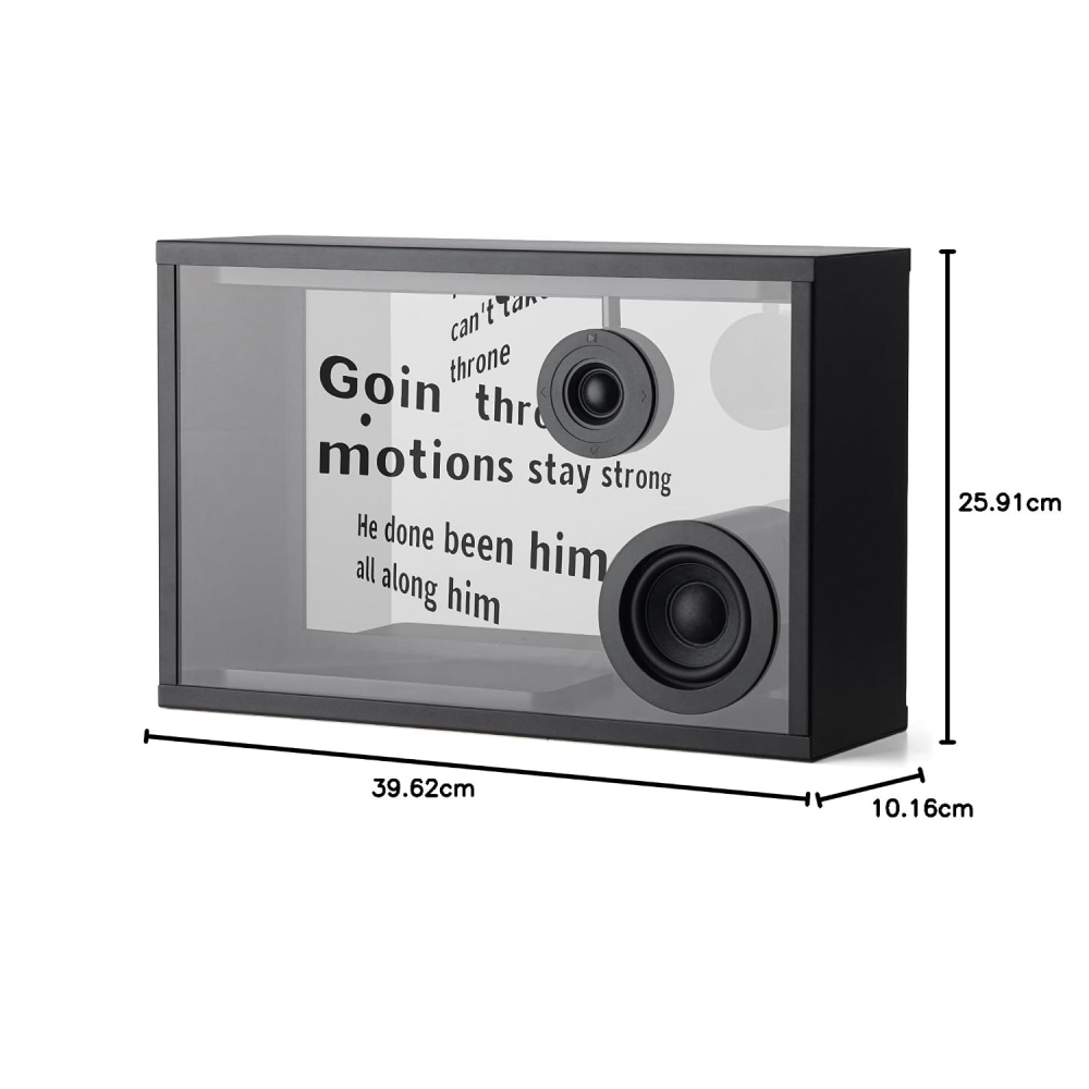 Futuristic Bluetooth Speaker with Floating Text Display & Premium Audio