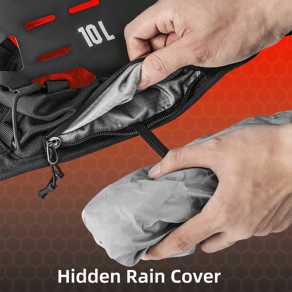 10L Adventure Motorcycle Backpack with Back Support & Rain Cover