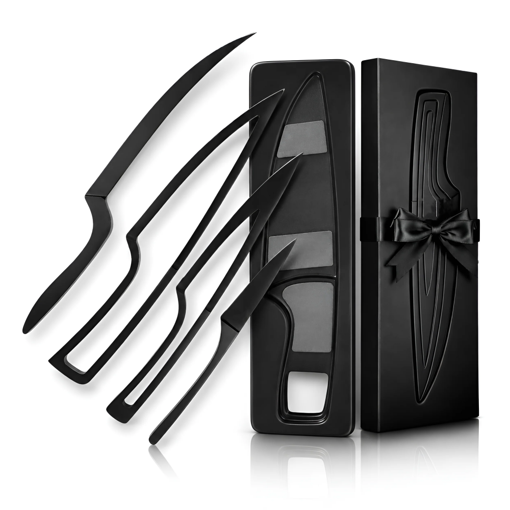 Magnetic Knife Set with Space-Saving Storage & Sharp Stainless Steel Blades