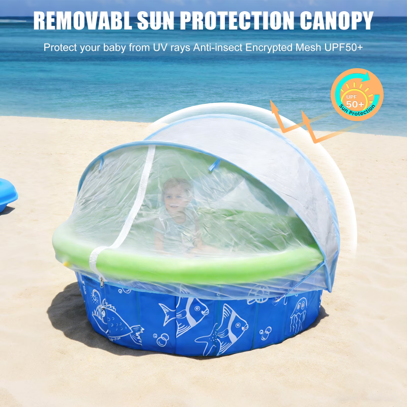 Portable Toddler Pool with Canopy Cover & Fun Water Spray