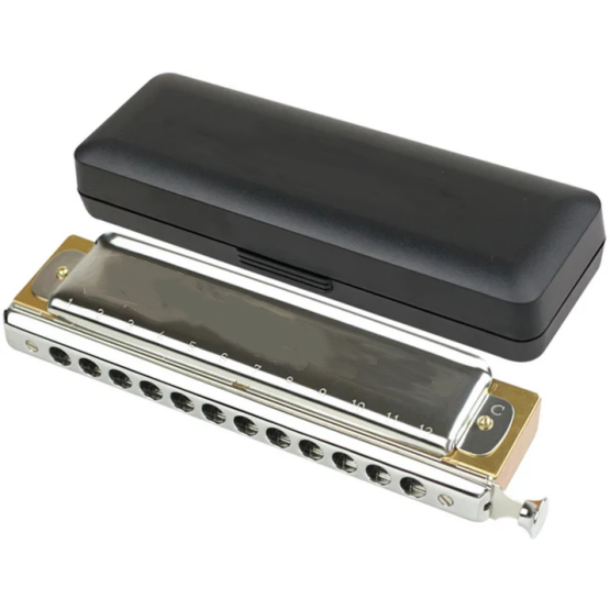 12-Hole Chromatic Harmonica for Rich Full-Range Sound