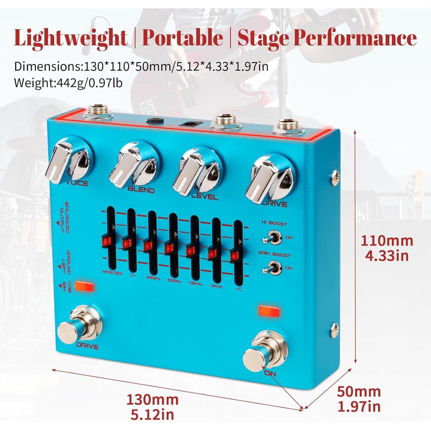 Studio-Style Bass Preamp Pedal with Direct Output & Cab Sim