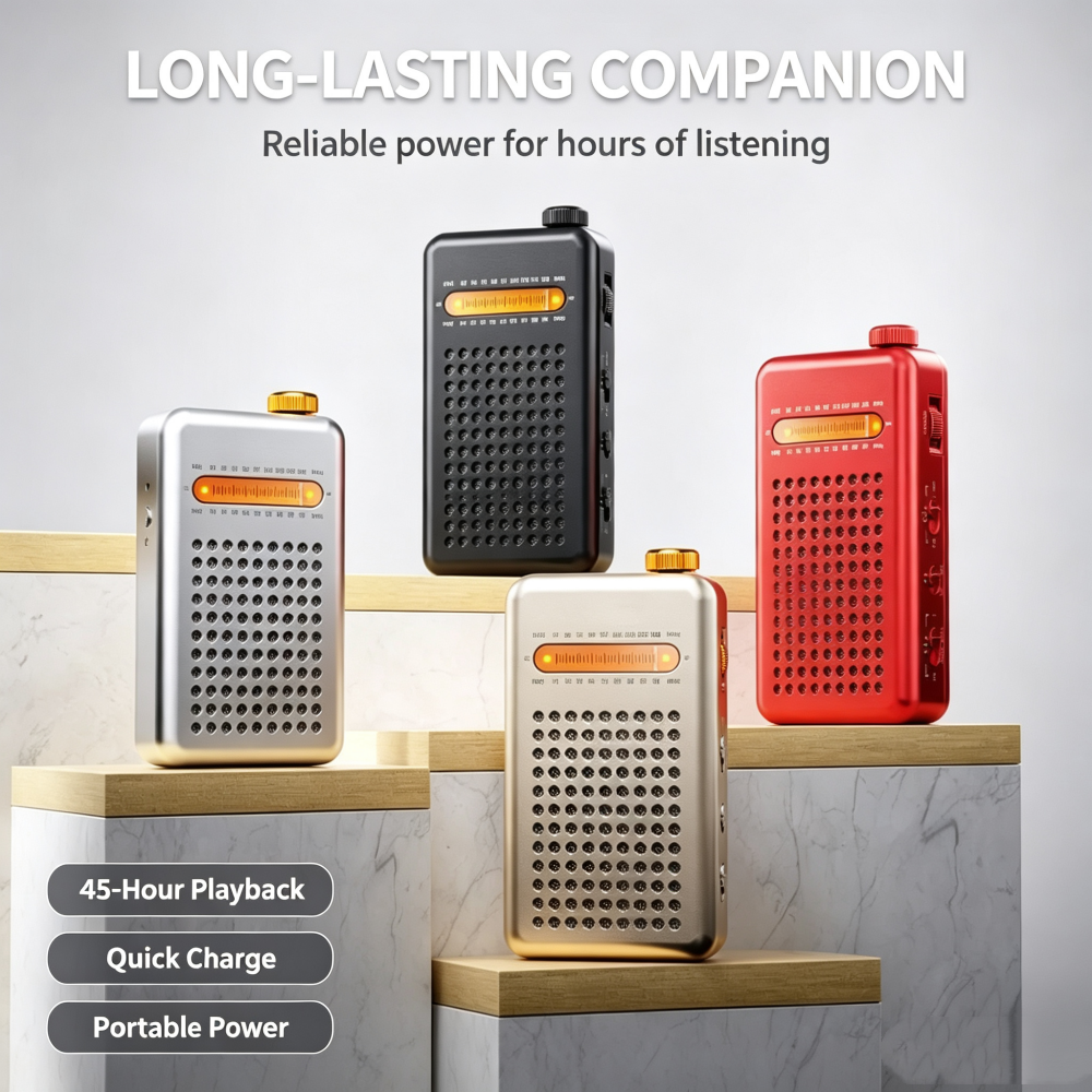 Pocket Size FM Radio with Rich Audio & Stable Signal