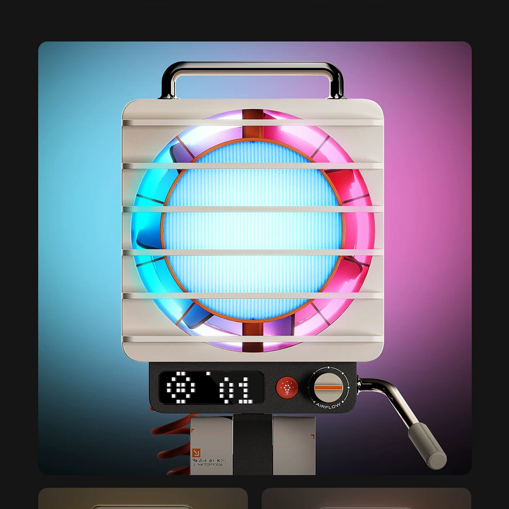 Desktop Fan with RGB Glow – Vintage Look, Powerful Cooling, Portable Design