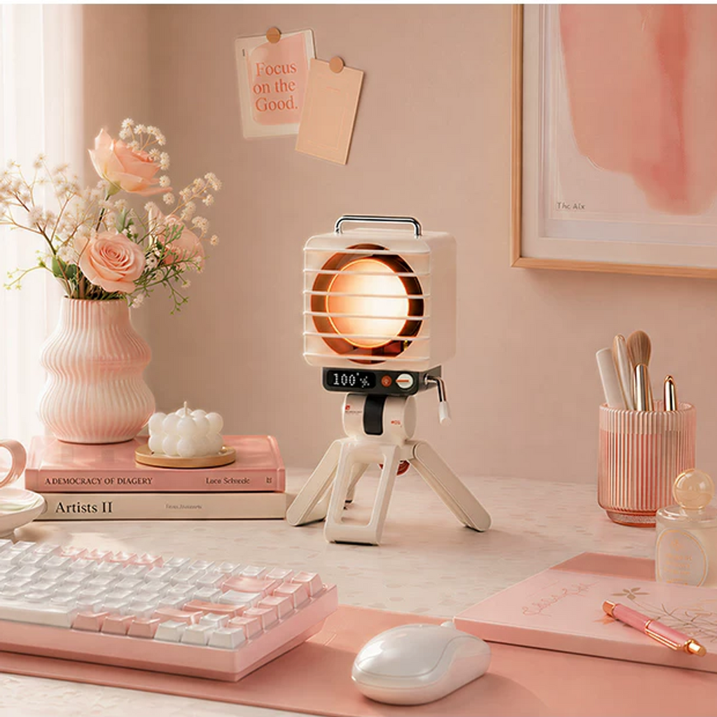 Desktop Fan with RGB Glow – Vintage Look, Powerful Cooling, Portable Design