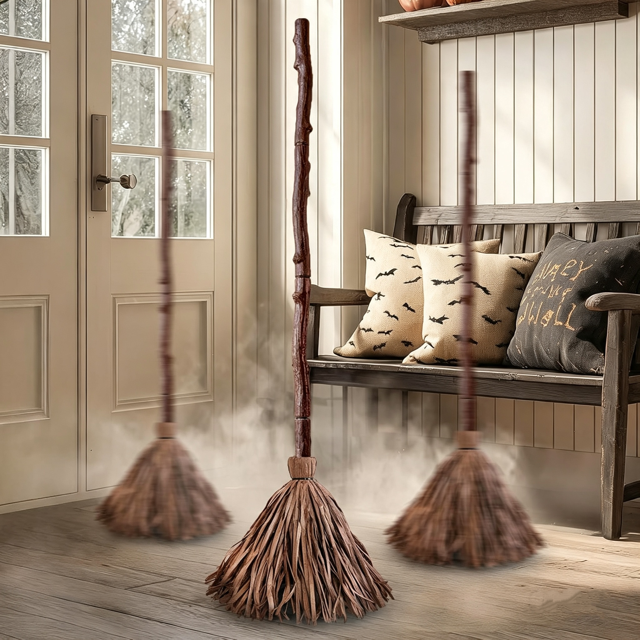 47-Inch Musical Freestanding Broomstick Prop – Halloween Motion-Activated Decor