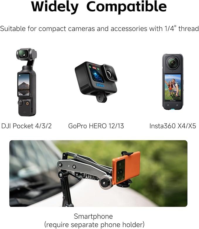 Vehicle Camera Stabilizer Mount with Shock Absorbing Arm