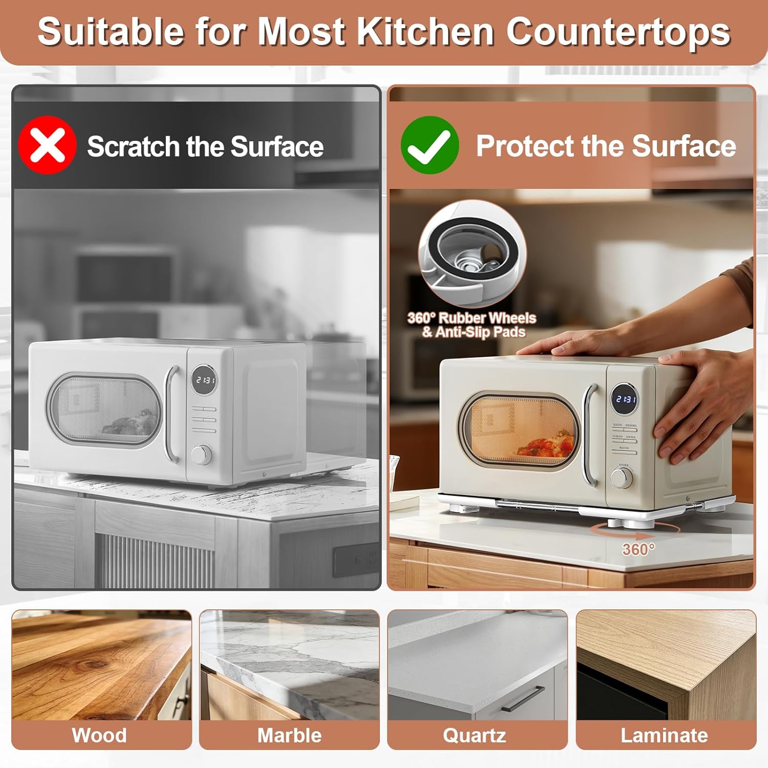 Adjustable Pull-Out Kitchen Appliance Sliding Tray