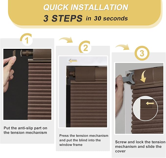 No-Drill Cellular Honeycomb Window Shade