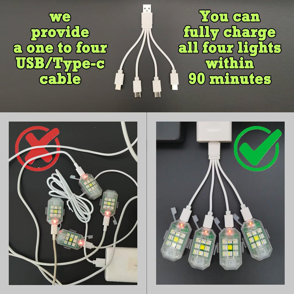 Wireless RGB LED Strobe Warning Light Set