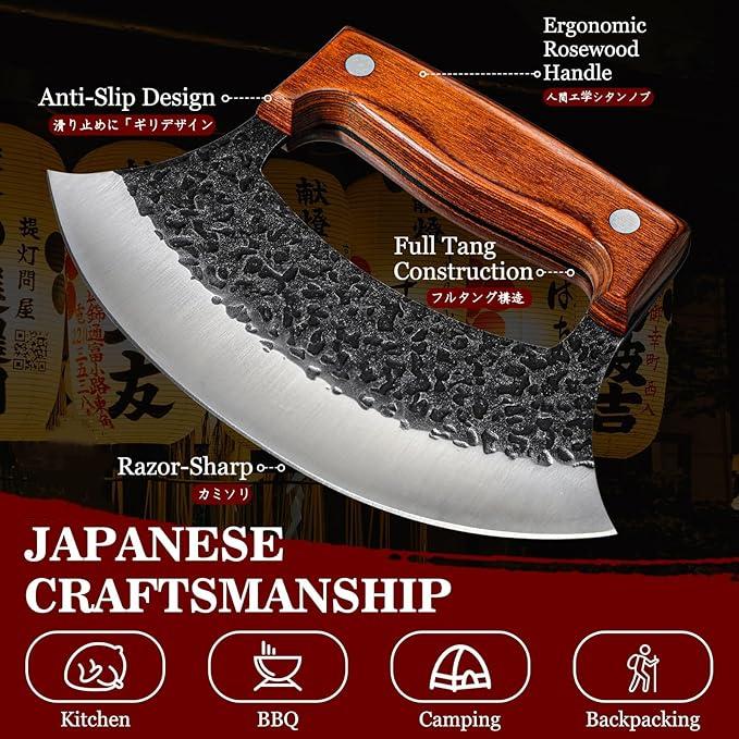 Hand-Forged Ulu Knife – Japanese-Inspired Kitchen Cutting Tool