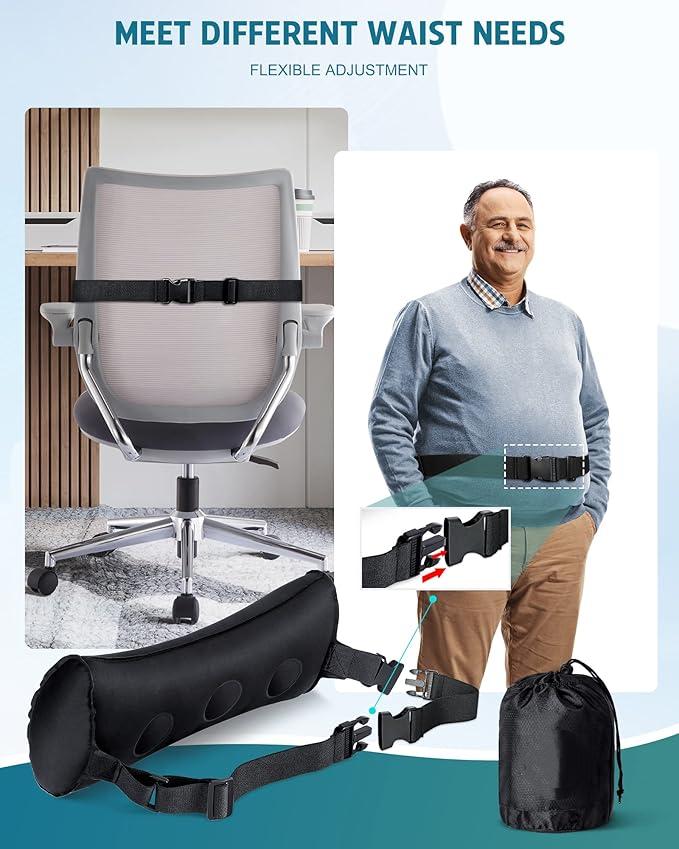 Inflatable Lumbar Pillow – Portable Back Support for Travel & Office