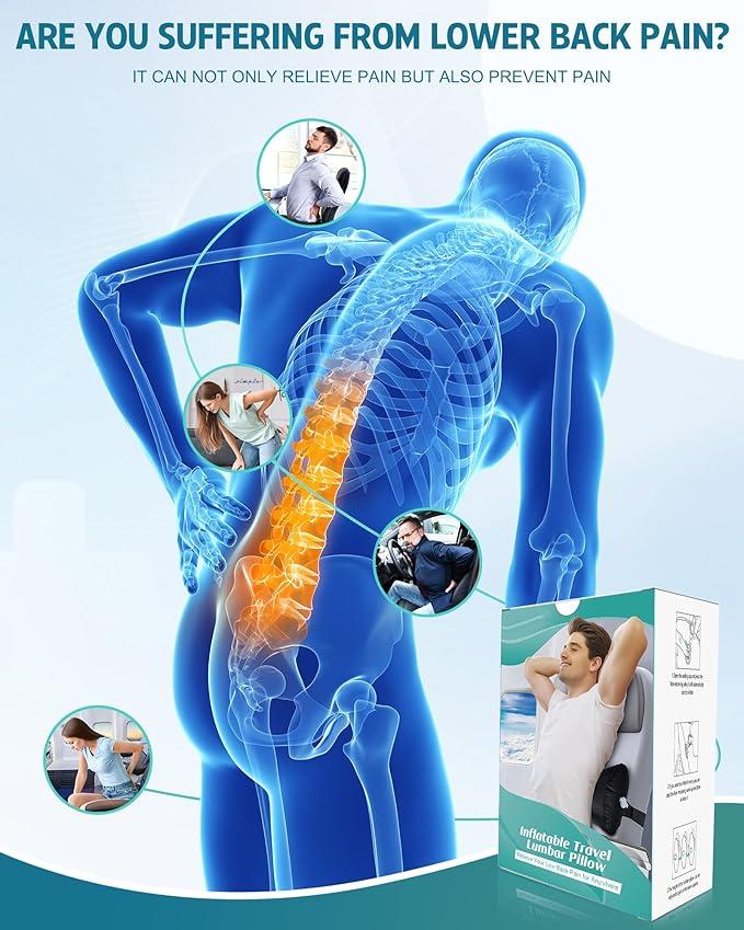 Inflatable Lumbar Pillow – Portable Back Support for Travel & Office