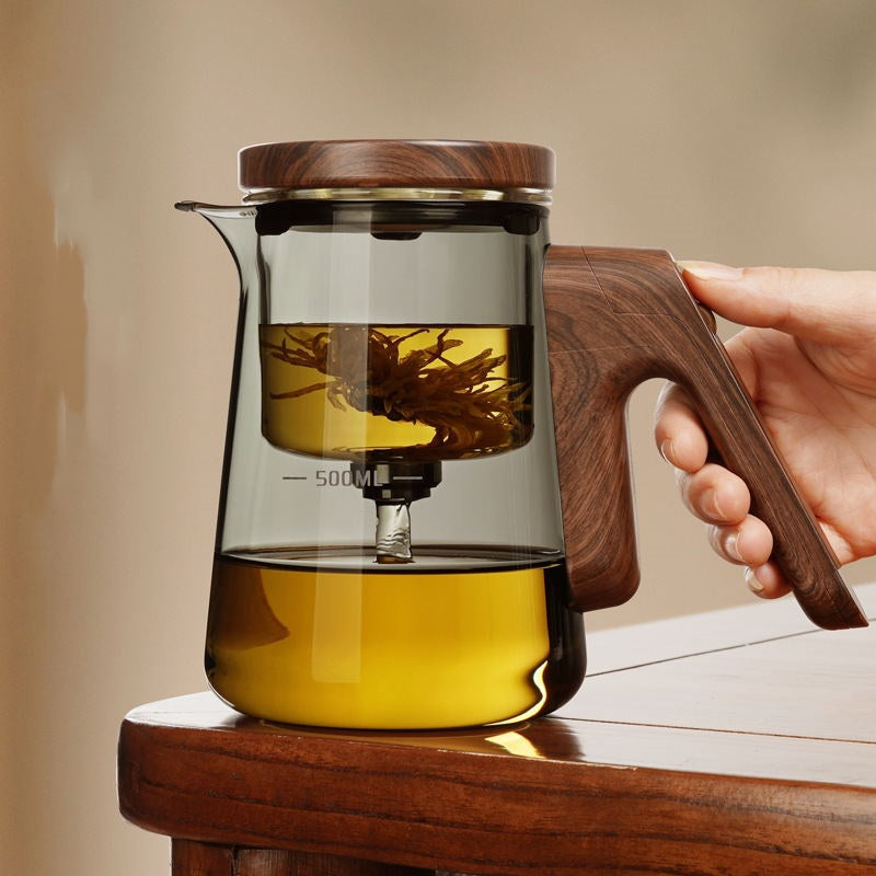 One-Button Glass Teapot with Tea Infuser – Borosilicate Glass Separation Tea Maker for Home and Office