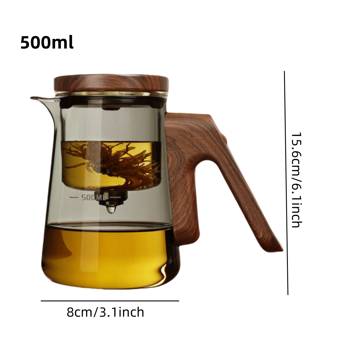 One-Button Glass Teapot with Tea Infuser – Borosilicate Glass Separation Tea Maker for Home and Office