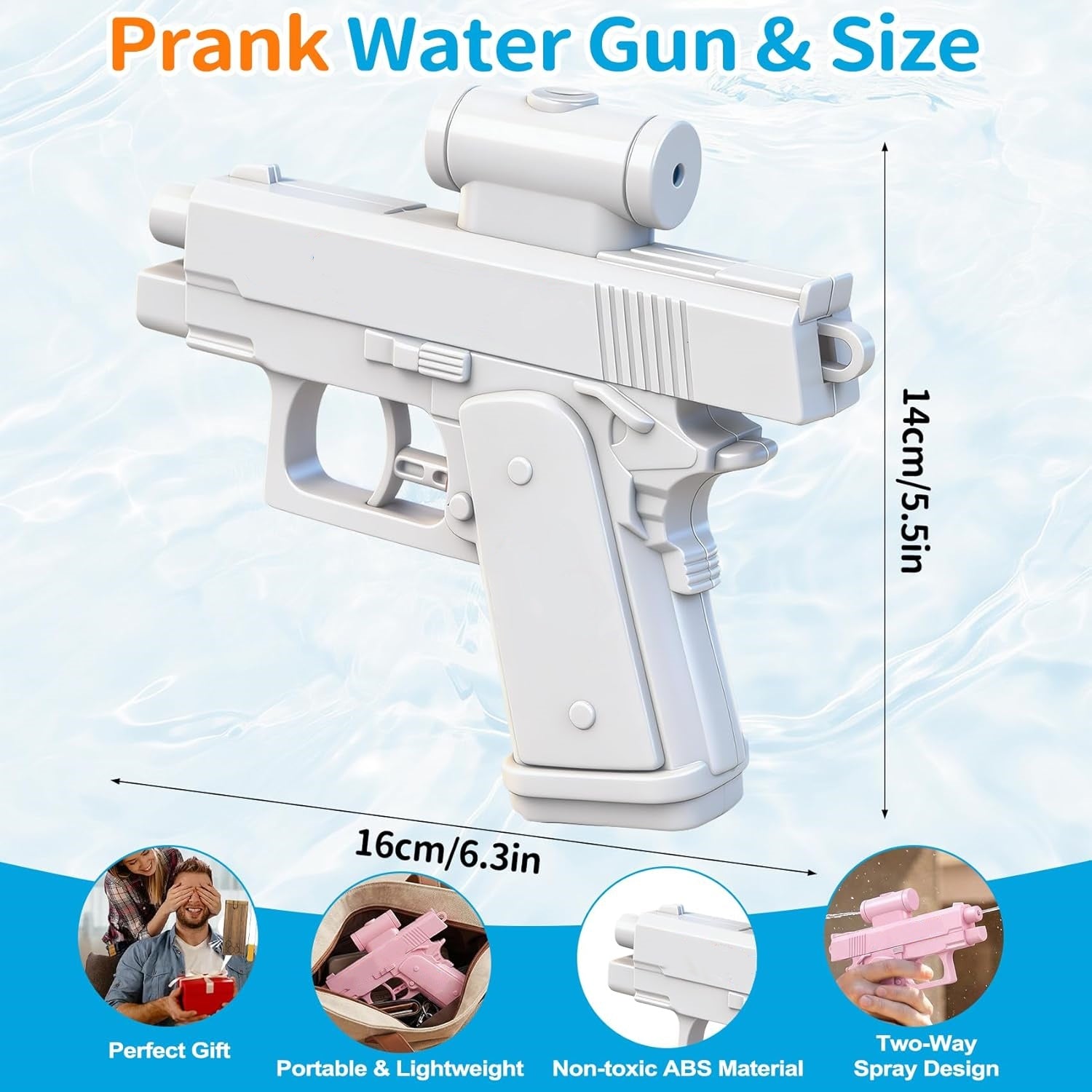 Prank Two-Way Reversible Water Gun – Inverted Spray Squirt Toy for Summer Parties