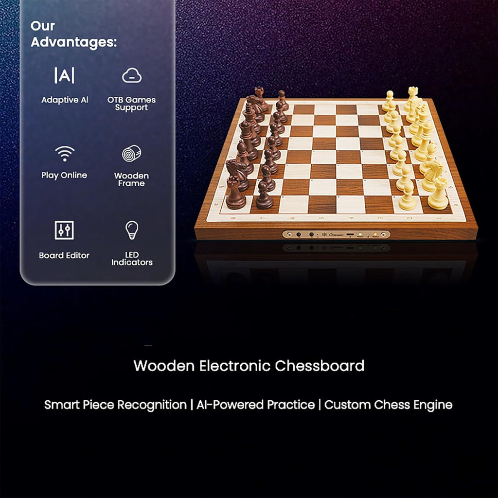 Electronic Chess Game Console with Touch-Sensor Board and LED Sound Effects
