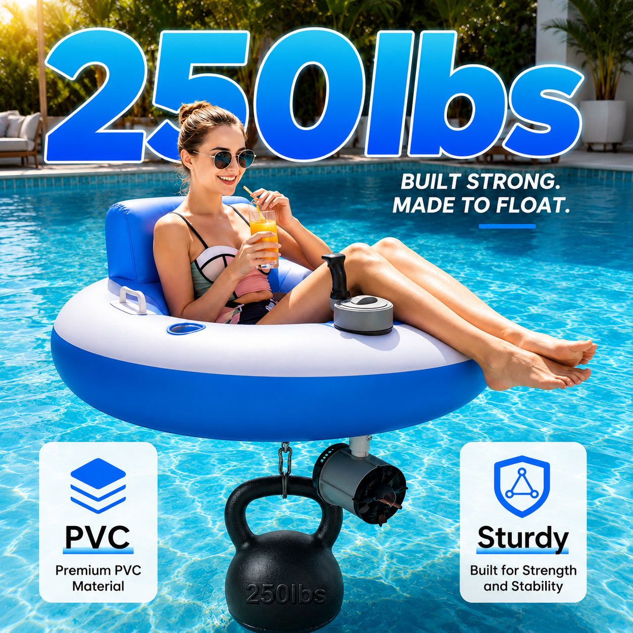 Motorized Inflatable Pool Float – Battery Powered Water Lounger Chair with Dual Propellers