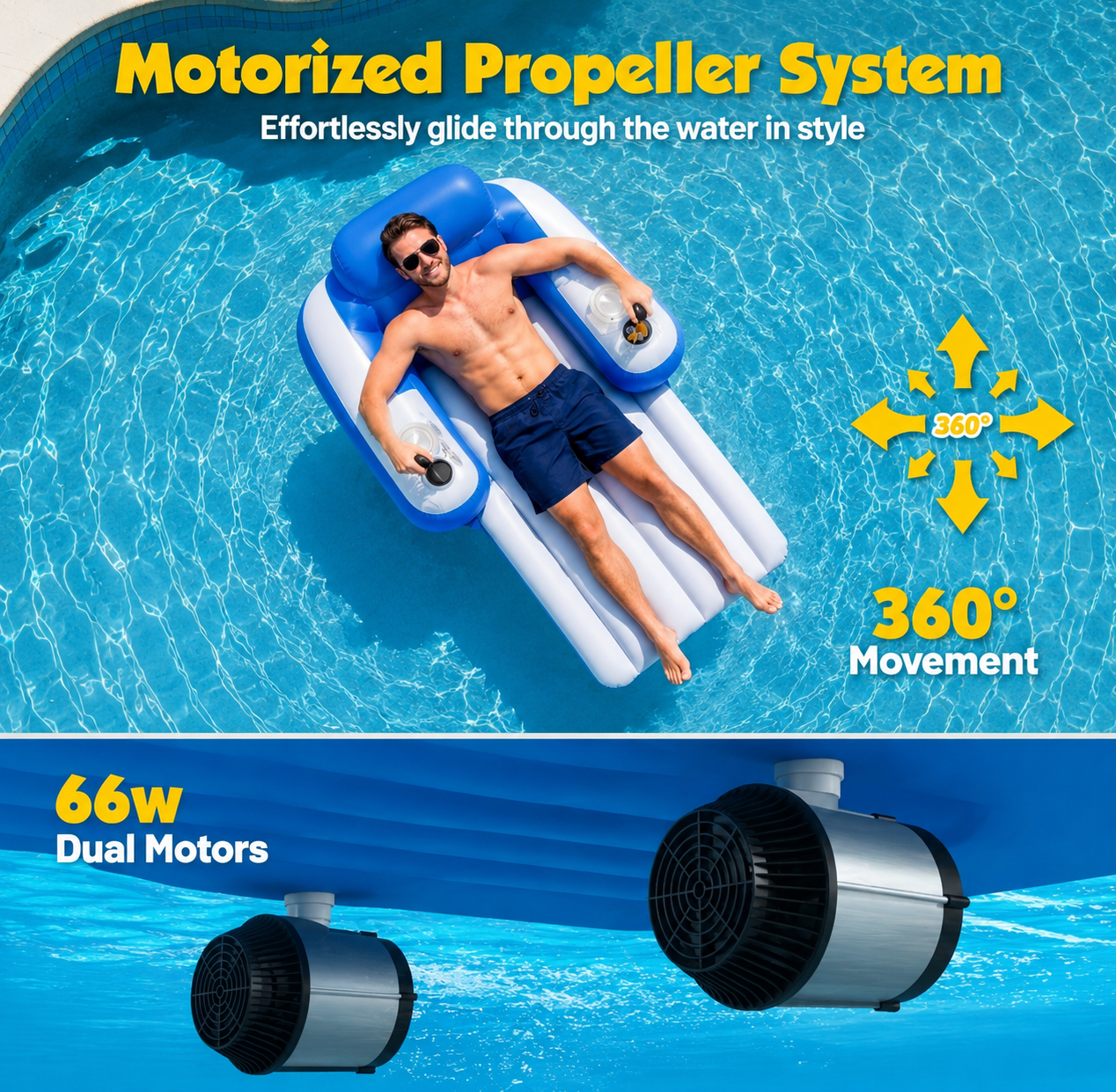 Motorized Inflatable Pool Float – Battery Powered Water Lounger Chair with Dual Propellers
