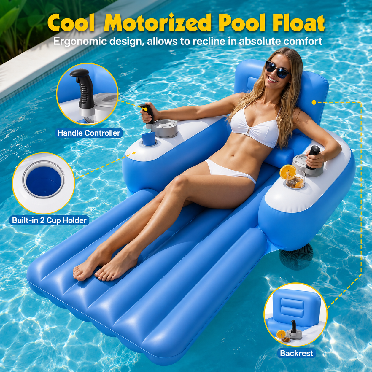 Motorized Inflatable Pool Float – Battery Powered Water Lounger Chair with Dual Propellers