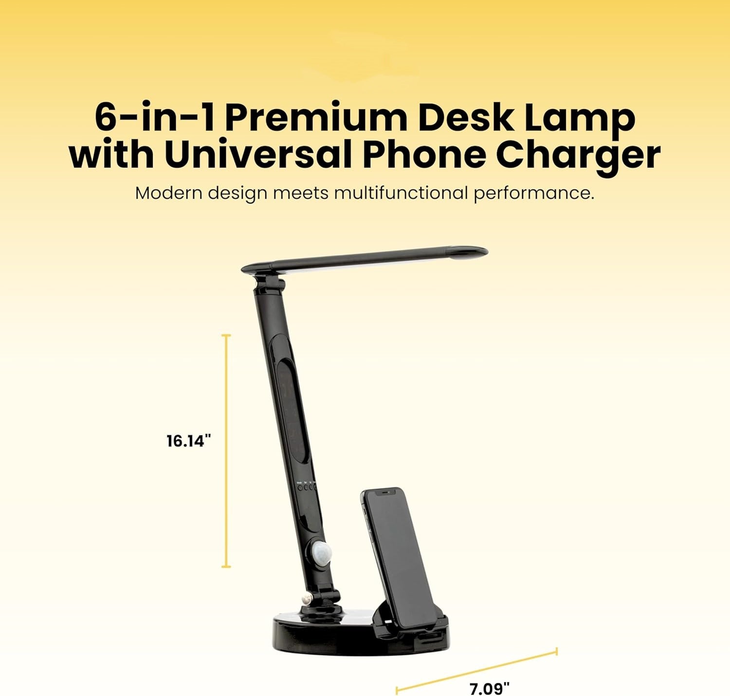Smart LED Desk Lamp with Universal Charging Dock – Multi-Functional Wireless Charger Lamp with Calendar Display