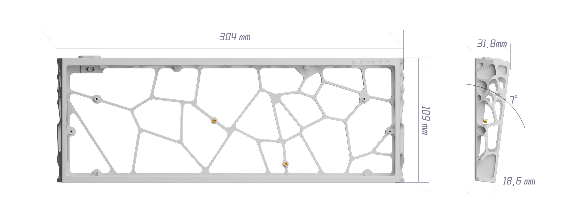 Aluminum 60% Mechanical Keyboard Case – Hollow Cutout Metal Shell for Wooting 60HE and GH60