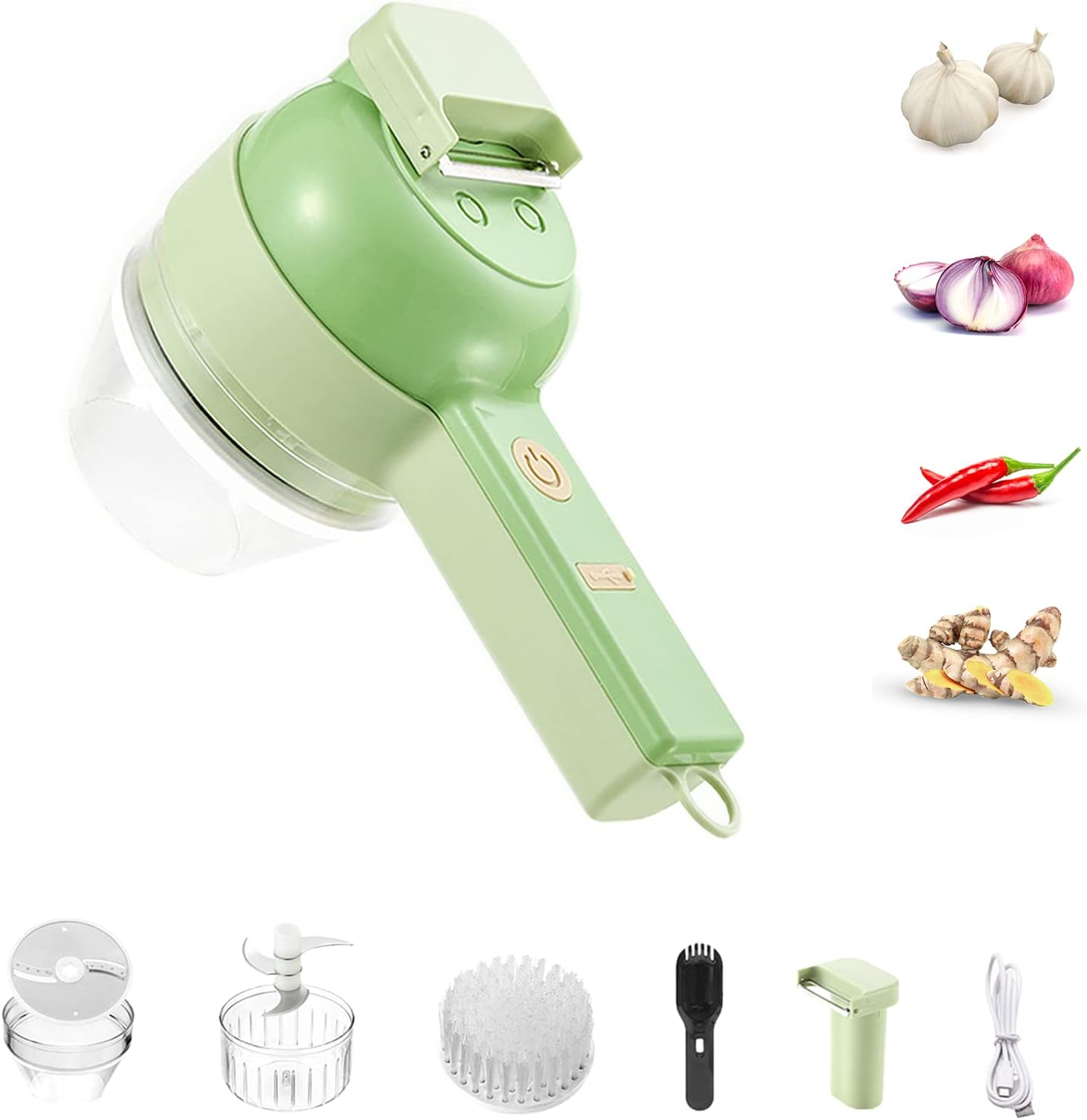 Handheld Wireless Electric Vegetable Cutter – 4-in-1 Food Processor for Garlic, Chili, and Veggies