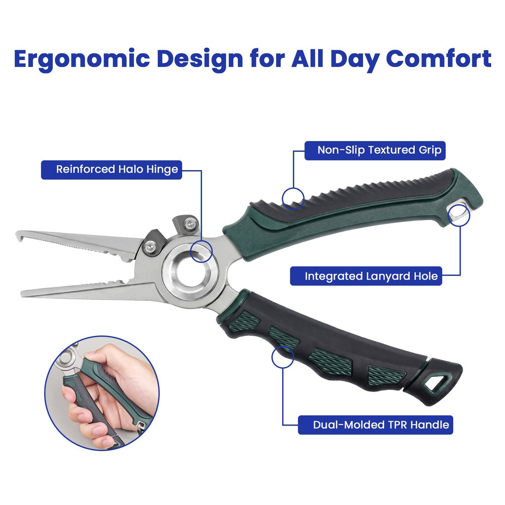 17-4 Stainless Steel Saltwater Fishing Pliers – Heavy-Duty Split Ring Tool and Braid Cutters