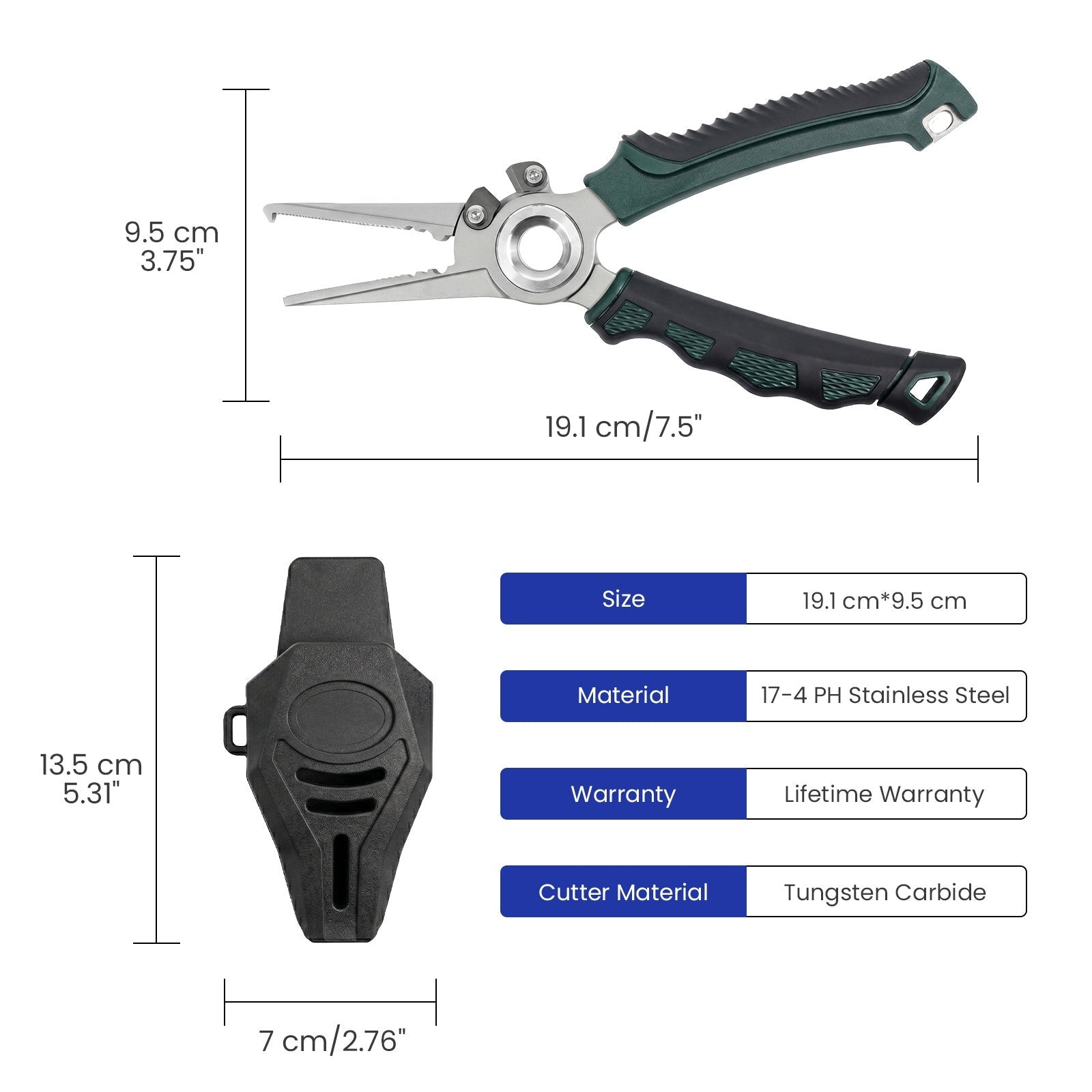 17-4 Stainless Steel Saltwater Fishing Pliers – Heavy-Duty Split Ring Tool and Braid Cutters