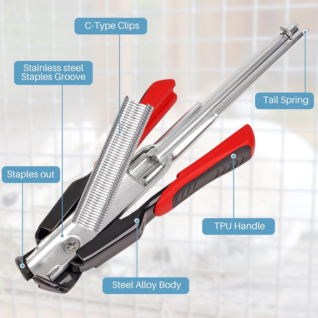 Automatic Hog Ring Plier – Continuous Feed M-Nail Fastener Tool for Fencing and Cage Assembly