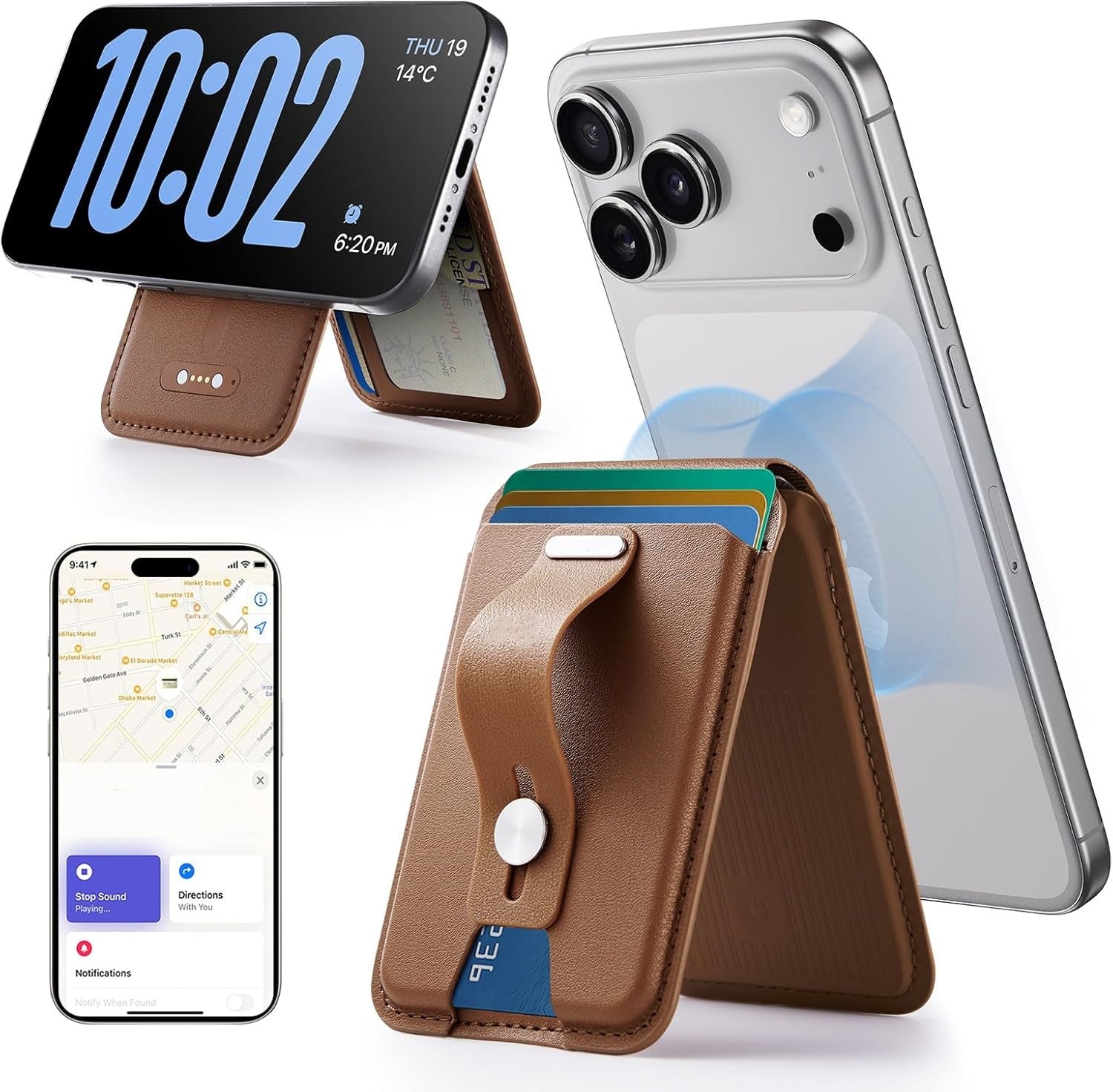 Magnetic Phone Card Holder with Stand – Slim Snap-On Wallet for Magnetic Devices